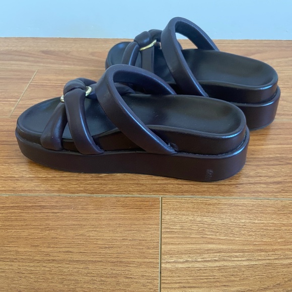 Dries Van Noten Leather Burgundy Brown Platform Flat Sandals Size 36.5 - Picture 3 of 8